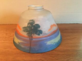 Pretty Reverse Painted Vintage Glass Lampshade