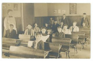 Rppc School House Class Portrait Teacher Columbia County Pa? Real Photo Postcard