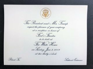Trump 2019 Trump BLACK TIE White House Reception Invitation,  VIP West Wing Guide 2