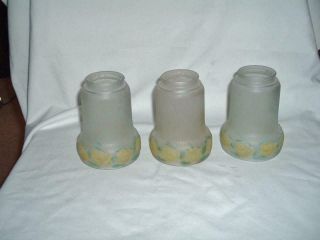 Antique Reverse Painted Glass Shades Buy 2 Get 1 2 1/4 " Fitters Yellow Flor