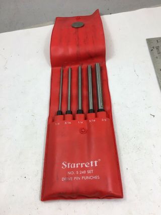 Vintage Starrett 5 Pc S248 Drive Pin Punch Set,  In Plastic Pouch,
