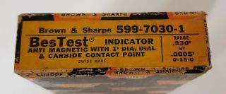 Brown & Sharpe Bestest Dial Indicator 7030 - 1.  0005 Swiss Made B77891 5