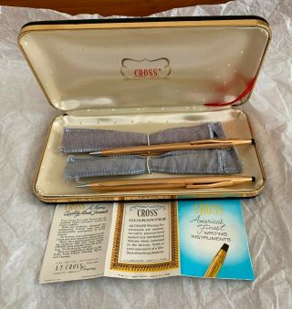 Vintage 1967 Cross Pen & Pencil Set 14k Gold Filled Case Booklet