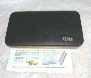 Vintage 1967 CROSS PEN & PENCIL SET 14K Gold Filled Case Booklet 3