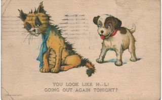 Edward Gross Cat Dog You Look Like Hell 1910 His Ideal
