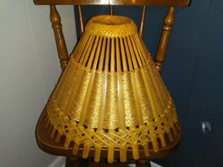 Vintage Retro Wood Mid Century Rattan Basket Wicker Woven Lamp Shade