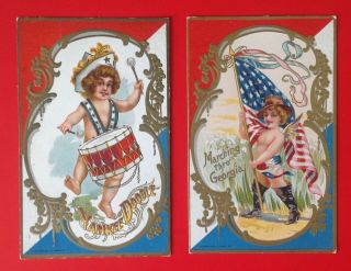 Vintage July Fourth Postcards (2) " Yankee Doodle,  Marching Thro 