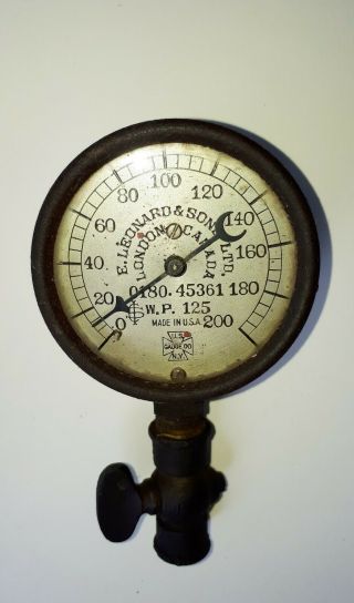 Antique Circa 1910 Steam Pressure Gauge E.  Leonard & Sons Ltd London Canada
