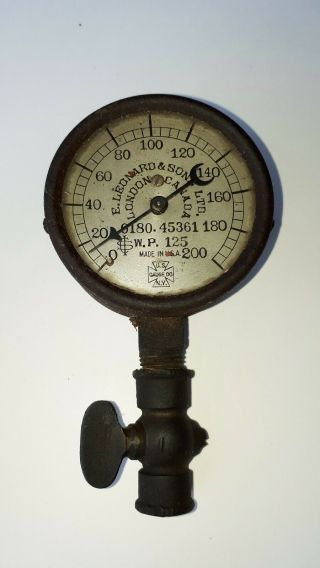 Antique Circa 1910 Steam Pressure Gauge E.  Leonard & Sons LTD London Canada 2
