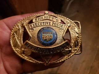 Maricopa County Sheriff Arizona Belt Buckle Posse Police Star Officer Badge