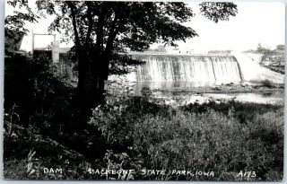 Backbone State Park,  Iowa Rppc Real Photo Postcard " Dam " A173 - 1947 Cancel
