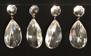 Set Of 4 Swarovski Element Teardrop Pear Crystal Chandelier Pendant Jewelry 3.  5 "