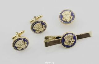 Us Presidential President Cufflinks And Lapel Pin And Tie Clip With Gift Box
