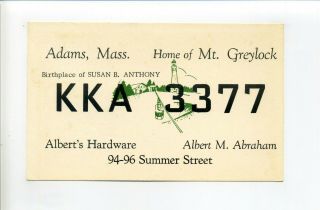 Adams Ma Mass Vintage Radio Card,  Albert 