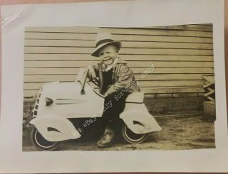 Awesome Vintage Old 1930 ' s Photo of Little Boy on Best Pedal Peddle Car Ever 2