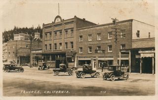 Vintage Truckee,  California Main Street Town View Sierra Tavern Candies Postcard