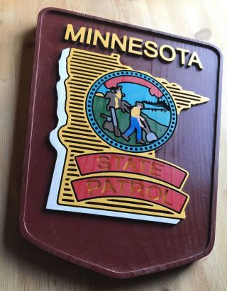 Police Minnesota State 3d Routed Carved Wood Patch Plaque Sign Custom