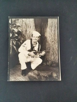 Vintage B&w Photo Sailor With Ukulele