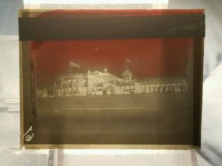 Vintage Glass Negative Slide Picture Of Bath House,  Long Beach (california?)