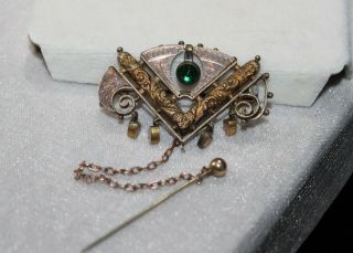RARE Arts & Crafts Antique Rolled Gold Mason Masonic Pin Brooch Jewelry 2