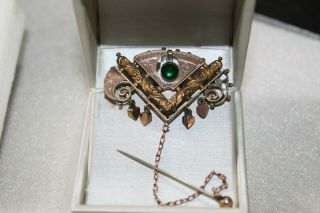 RARE Arts & Crafts Antique Rolled Gold Mason Masonic Pin Brooch Jewelry 5