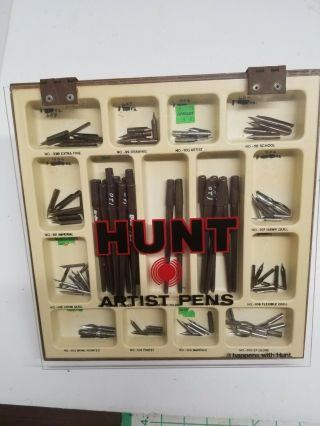 Large Mixed Vintage Hunt Nibs & Dip Pens Calligraphy In A Display Case