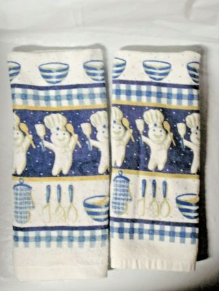 Pillsbury Doughboy Kitchen Hand Towels - Set Of Two (2) Measures 24 " X 14 " Each