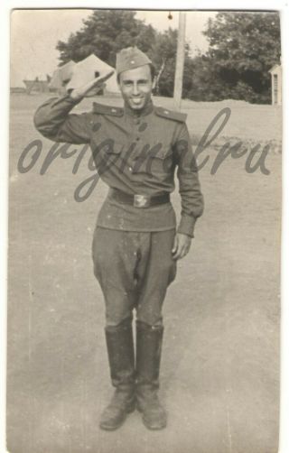 Photo 1950s Soviet Army Soldier Military Man Smile Handsome Guy Vintage