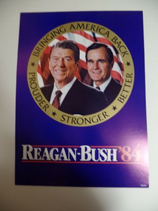 1984 Ronald Reagan George Bush Jugate Campaign Poster Bringing Us Back