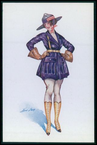 Art Xavier Sager Usa Fashion Soldier Woman Wwi Ww1 War C1917 Postcard C