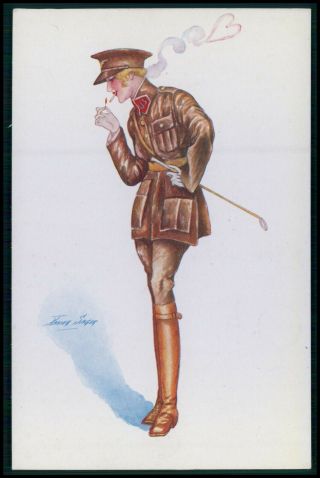Art Xavier Sager Usa Fashion Soldier Woman Wwi Ww1 War C1917 Postcard A