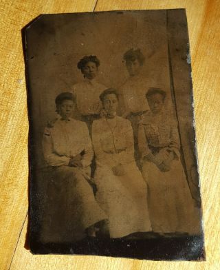 Sixth Plate Tintype Group Of Black Women Civil War Era Early