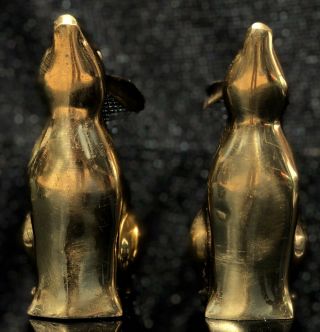 RH Brass Bookends Rabbit Bunny Statue Pair Heavy Solid Stand 3