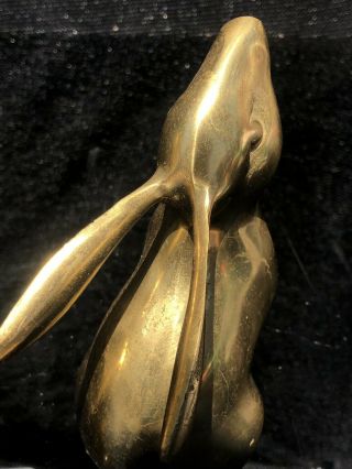 RH Brass Bookends Rabbit Bunny Statue Pair Heavy Solid Stand 5
