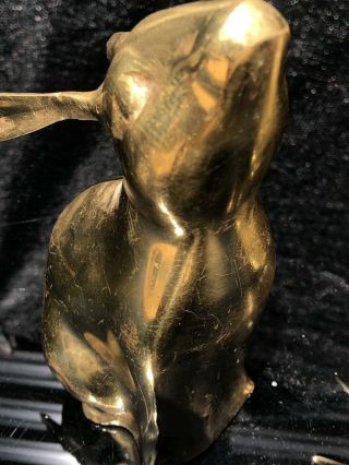 RH Brass Bookends Rabbit Bunny Statue Pair Heavy Solid Stand 7