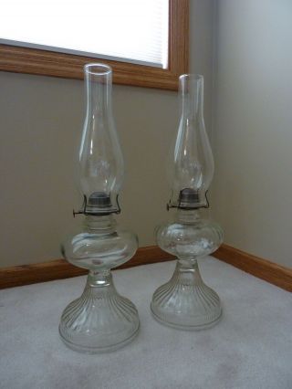 Vintage Kerosene Glass Lamps,  Set Of 2