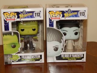 Funko Pop Frankenstein 112 And Bride Of Frankenstein 113 Universal Monsters