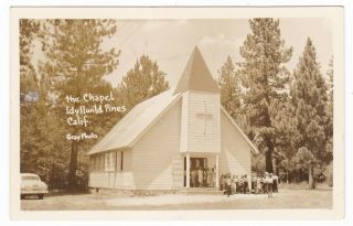 1951 Rppc Idyllwild Pines Ca Chapel Children Vintage Photo Postcard California