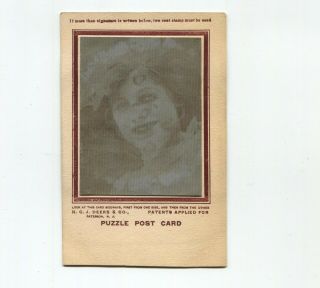Pretty Woman Deeks & Co Puzzle Post Card,  Early 1900 