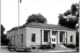 Tuscola,  Illinois Rppc Real Photo Postcard Post Office Building Front View 1940s