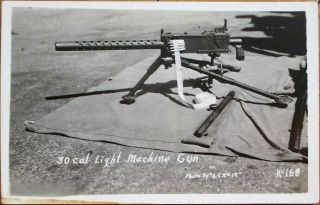 Wwii 1940s Realphoto Postcard: 30 Calibur Machine Gun - Photo By Lennie