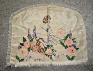 Vintage Embroidered Delicate Lovely Lady Floral Pillow Case Cover