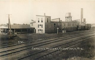 Clear Lake Wisconsin Canning Factory Great Old Real Photo Postcard View