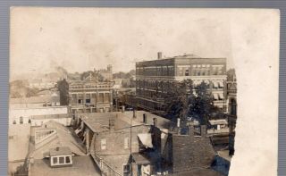 Findlay,  Ohio,  Postcard,  Rppc.  Birds Eye View Of Downtown,  First National Bank