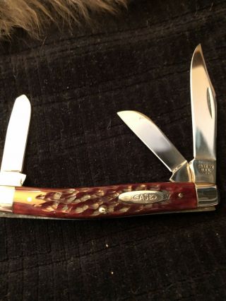 Vintage Case Xx 1978 2 Dot Red Bone Usa 6344 Sp 3 Blade Pocket Knife