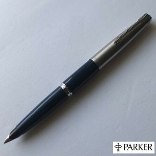 Vintage Parker Model 45 Fountain Pen,  C.  1970—dark Blue W/ Chrome Trim—excellent