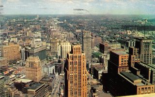 Q22 - 9814,  Downtown Aerial View,  Detroit,  Mich. ,  Postcard.