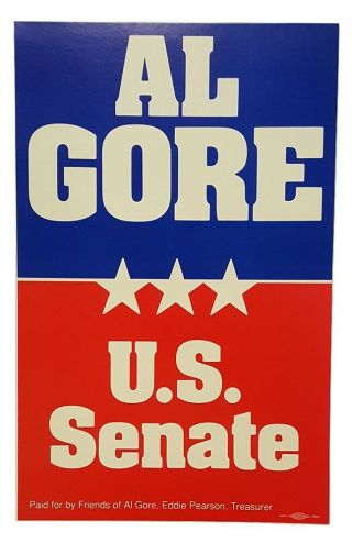 Al Gore For U.  S.  Senate Vintage Campaign Poster