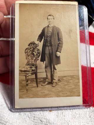 Civil War Pennsylvania Soldier With Id Shield Cdv Photo
