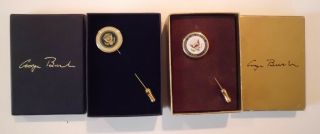 A Set Of President And Vice President Bush Stick Pins In Gift Boxes